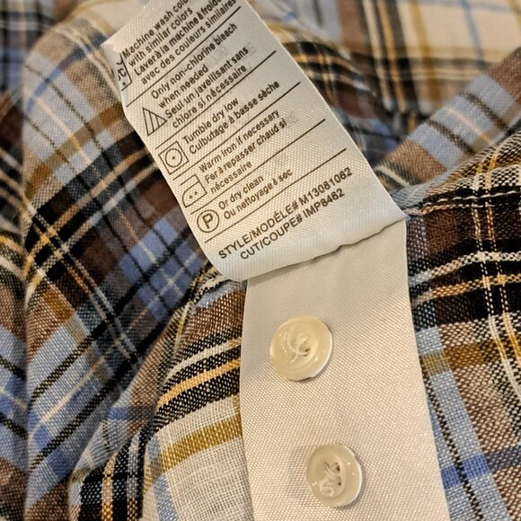 Vince Men's Large 100% Linen Long Sleeve Button Down Plaid Shirt Style M13081062 - Picture 9 of 15